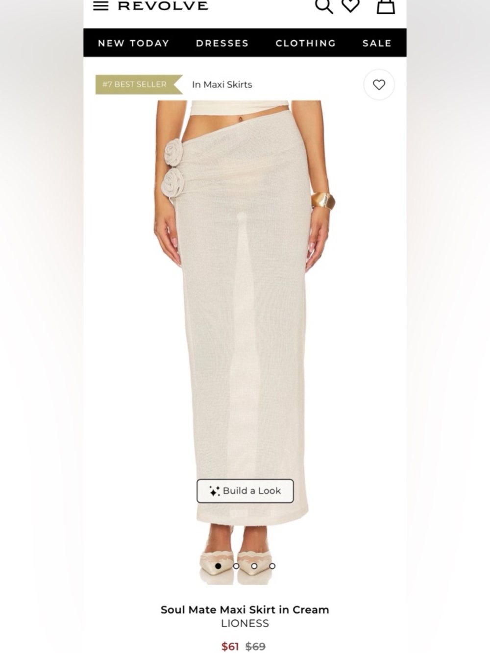 Lioness Cream Maxi Skirt with Side Rosette Detail - Picture 11 of 11